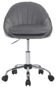 Sedia da ufficio - Sedia per parrucchieri/estetista - Ergonomica - Regolabile in altezza - Girevole - Con rotelle - Imbottita - Velluto grigio scuro