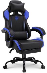Sedia da gaming - Sedia da ufficio GTF01 - Ergonomica - Regolabile in altezza - Con poggiapiedi - Con braccioli - Portata massima: 150 kg - Blu