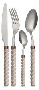 Servizio posate da 24 pezzi Neva Posateria Creativa Collezione LA CORDA Realizzato in acciaio inox 18/10 e 100% Made in Italy beige Vintage
