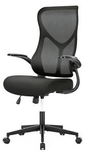 Sedia da ufficio ergonomica - Schienale alto in mesh traspirante - Regolabile in altezza - Supporto lombare - Braccioli ripiegabili - Seduta imbottita e confortevole - Colore: nero