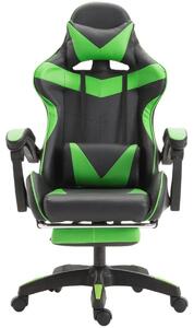 Sedia da gaming - Sedia da ufficio - Ergonomica - Regolabile in altezza - Rivestita in ecopelle di poliuretano - Supporto per la testa e per la zona lombare - Rotazione a 360° - Ruote e braccioli - Verde militare