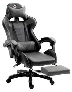 Sedia da gaming - Sedia da ufficio con orecchie a forma di gatto - Ergonomica, regolabile in altezza, con funzione reclinabile, rivestita in ecopelle, con cuscino, girevole a 360° - Nera