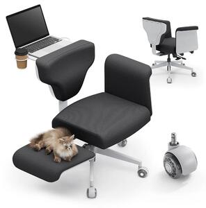 Sedia da ufficio ergonomica - Sedia multiposizione - Braccioli regolabili su 8 livelli - Schienale inclinabile da 90° a 117° - Ripiano per laptop e portabicchieri - Grigio scuro