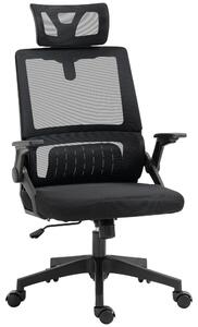 Sedia da ufficio ergonomica - Sedia a rete - Regolabile in altezza - Poggiatesta regolabile - Braccioli - Ruote - Colore: nero