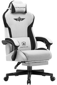 Sedia da gaming - Sedia da ufficio GT831 - Ergonomica, supporto lombare, regolabile in altezza, girevole a 360°, con braccioli, rotelle - Rivestimento in tessuto grigio chiaro