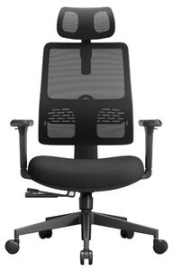 Sedia da ufficio ergonomica - MAGICH003 - Schienale con supporto automatico - Supporto lombare adattivo - Poggiatesta regolabile - Profondità della seduta regolabile - Regolabile in altezza - Ruote - Colore: nero