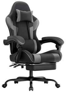 Sedia da gaming ergonomica - sedia da ufficio - supporto lombare - regolabile in altezza - schienale regolabile - girevole - rivestimento in PVC imbottito e traspirante - nero e grigio