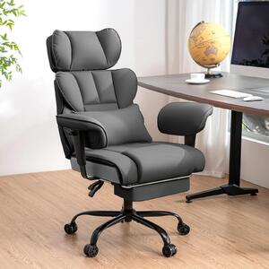 Sedia da ufficio - Poltrona direzionale ergonomica - Seduta con molle insacchettate - Supporto lombare regolabile - Braccioli - Poggiapiedi - Arancione