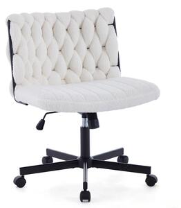 Sedia da scrivania moderna con schienale sagomato - Sedia da scrivania senza braccioli - Seduta ampia ed ergonomica - Regolabile in altezza - Rotella e girevole - Rivestita in tessuto imbottito - Colore beige