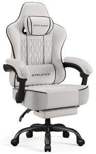 Sedia da gaming e da ufficio - Sedia ergonomica per PC - Regolabile in altezza - Girevole a 360° - Imbottitura extra spessa - Braccioli e rotelle - Pelle finta - Bianca