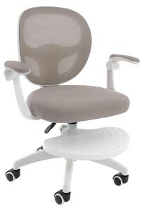 Sedia da scrivania per bambini - Sedia ergonomica per studio e ufficio - Braccioli pieghevoli - Regolabile in altezza - Rotazione a 360° - Portata massima di 50 kg - Grigia