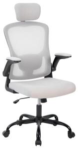 Sedia da ufficio - Sedia da scrivania ergonomica in rete - Schienale alto - Poggiatesta regolabile - Supporto lombare - Regolabile in altezza - Girevole - Rotelle e braccioli - Grigio