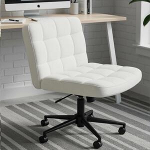 Sedia ergonomica per ufficio - Sedia girevole - Seduta ampia per sedersi a gambe incrociate - Regolabile in altezza - Con braccioli - Con rotelle - Rivestimento in sherpa bianco