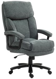 Sedia da ufficio - Modello 921-742V00GY - Ergonomica - Con funzione basculante - Regolabile in altezza - Girevole - Con braccioli e ruote - Rivestita in tessuto effetto lino grigio