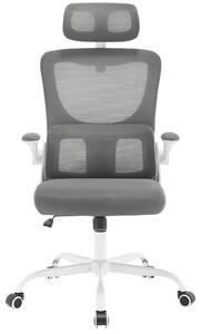 Sedia ergonomica da ufficio - Sedia da gaming - Regolabile in altezza - Girevole - Funzione basculante - Schienale in rete - Braccioli - Grigia