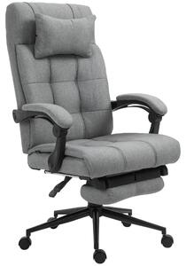 Sedia da ufficio ergonomica - Sedia da scrivania con poggiapiedi - Funzione di inclinazione - Poggiatesta - Braccioli - Regolabile in altezza - Girevole - Ecopelle color grigio chiaro
