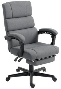 Sedia da ufficio - Sedia ergonomica per scrivania - Braccioli - Poggiapiedi - Regolabile in altezza - Girevole - Rivestita in ecopelle - Grigio scuro