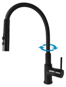 Rubinetto per lavabo RAV Slezák con braccio flessibile e doccetta SE919.5/12CMAT Seina, colore nero