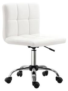 Sedia da ufficio - Sedia ergonomica per scrivania - Senza braccioli - Regolabile in altezza - Girevole - Imbottita - Rivestita in ecopelle - Bianca