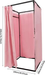 Cabina spogliatoio portatile - Tenda spogliatoio pieghevole 100x100x200 cm - Struttura in metallo - Con appendiabiti - Adatta per negozi e uso domestico - Rosa