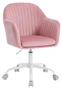 Sedia da ufficio Samt - Sedia girevole per scrivania - Ergonomica - Regolabile in altezza - Con braccioli - Con rotelle - Rosa