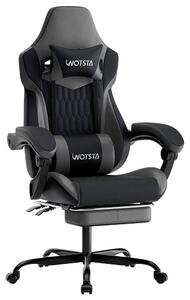 Sedia da gaming ergonomica - sedia da ufficio con schienale alto - poggiapiedi - regolabile in altezza - supporto lombare e poggiatesta - girevole con rotelle - grigio scuro