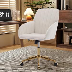 Sedia da ufficio ergonomica - Sedia da scrivania regolabile in altezza - Sedia girevole - Schienale imbottito - Struttura in metallo - Rivestimento in velluto bianco