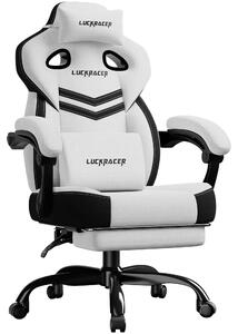 Sedia da gaming - Sedia da ufficio LR408 - Ergonomica - Inclinazione regolabile da 90° a 155° - Poggiapiedi - Regolabile in altezza - Imbottitura in memory foam - Braccioli regolabili - Bianco