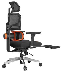 Sedia da ufficio ergonomica - Con poggiapiedi - Supporto lombare regolabile - Schienale con inclinazione regolabile in 4 posizioni - Regolabile in altezza, con braccioli e poggiatesta - Colore: nero