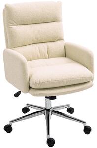 Sedia da ufficio ergonomica - Sedia da scrivania - Regolabile in altezza - Girevole - Con braccioli - Con rotelle - Imbottita - Colore avorio