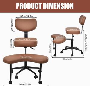 Sedia da meditazione - Sedia da salotto - Ergonomica per la posizione a gambe incrociate - Poggiapiedi regolabile in altezza - Supporto posturale - Marrone