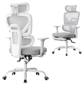 Sedia ergonomica da ufficio - sedia da scrivania - regolabile in altezza - poggiatesta regolabile - rivestimento in rete - braccioli - ruote - grigio