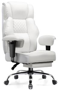 GT216 - Sedia da ufficio/da scrivania - Ergonomica - Regolabile in altezza - Girevole - Con braccioli - Con rotelle - Pelle finta - Bianca