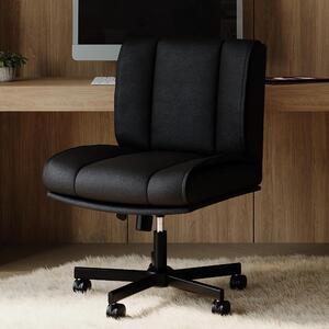 Sedia da ufficio ergonomica - Sedia da scrivania senza braccioli - Rotazione a 360° con ruote - Regolabile in altezza - Seduta imbottita in ecopelle - Struttura in metallo - Colore nero