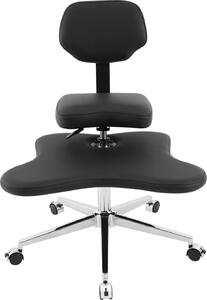 Sedia da ufficio ergonomica - Sedia girevole - Regolabile in altezza - Rotazione a 360° - Capacità di carico: 150 kg - 5 ruote con freno - Rivestimento in ecopelle, struttura in metallo - Con schienale - Colore: nero