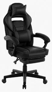 Sedia da gaming ergonomica - sedia da ufficio - schienale alto - regolabile in altezza - poggiapiedi estraibile - supporto lombare - poggiatesta - girevole a 360° - colore nero