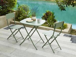 Sala da pranzo da giardino pieghevole in Metallo: 1 tavolo quadrato e 2 sedie Kaki - CLARIA