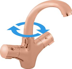 TERMOSTATICO - Miscelatore per lavabo senza scarico, Oro rosa - lucido TRM26.0ZRL, RAV Slezák