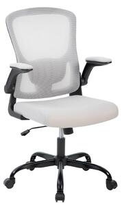 Sedia da ufficio ergonomica - Sedia girevole con schienale alto in rete - Poggiatesta regolabile - Inclinabile - Braccioli rialzabili - Seduta imbottita - Rotazione a 360° - Colore beige