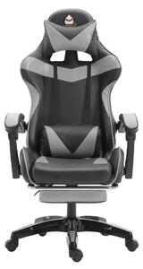 Sedia da gaming ergonomica - Sedia da ufficio - Regolabile in altezza - Poggiatesta - Supporto lombare - Rotazione a 360° - Pelle finta - Braccioli - Grigio