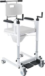 Sedia di trasferimento multifunzionale - Sedia di sollevamento per pazienti - Capacità di carico 120 kg - Regolazione in altezza 20 cm - Acciaio laminato a freddo - Dimensioni 66×55×93 cm - Bianco