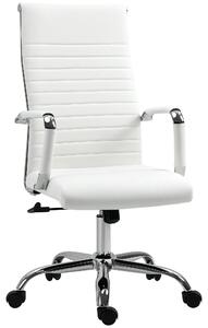 Sedia da ufficio ergonomica - Rivestita in ecopelle imbottita - Regolabile in altezza - Girevole - Con meccanismo basculante - Con braccioli - Colore: bianco
