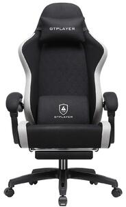 Sedia da gaming LR008 - Sedia da ufficio ergonomica - Tessuto traspirante - Schienale alto - Poggiapiedi estensibile - Sedia da scrivania girevole - Colore: nero
