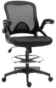 Sedia da ufficio ergonomica - Sedia da scrivania - Braccioli ripiegabili - Poggiapiedi regolabili - Regolabile in altezza - Girevole - Funzione basculante - Rivestimento in rete nera