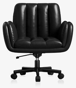 Sedia da scrivania confortevole - Sedia da ufficio ergonomica - Ampia seduta imbottita - Braccioli pieghevoli e regolabili - Rivestimento in ecopelle - Ruote e rotazione a 360° - Regolabile in altezza - Colore: nero