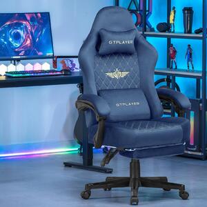 Sedia da gaming in tessuto - Sedia da ufficio GT830 - Ergonomica - Regolabile in altezza - Girevole a 360° - Con braccioli - Rotelle - Blu