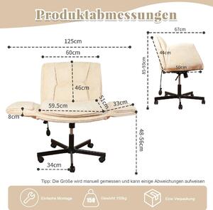 Sedia da ufficio ergonomica: regolabile in altezza, girevole, con braccioli pieghevoli, supporto lombare gonfiabile, funzione di inclinazione e imbottita