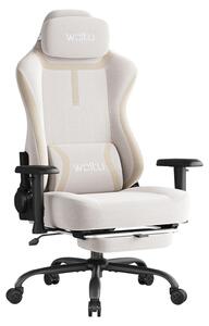 Sedia da gaming ergonomica - sedia da ufficio - braccioli regolabili - cuscino lombare - schienale regolabile - rotazione a 360° - altezza seduta 45–53 cm - color crema