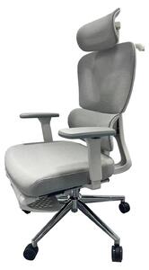 Sedia da ufficio ergonomica - Sedia da scrivania - Sedia da gaming - Schienale alto - Poggiapiedi - Supporto lombare dinamico - Regolabile in altezza - Girevole con rotelle - Grigio
