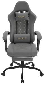Sedia ergonomica per computer - Sedia da gaming - Rotatoria - Regolabile in altezza - Con braccioli - Con rotelle - Rivestimento in tessuto grigio-giallo